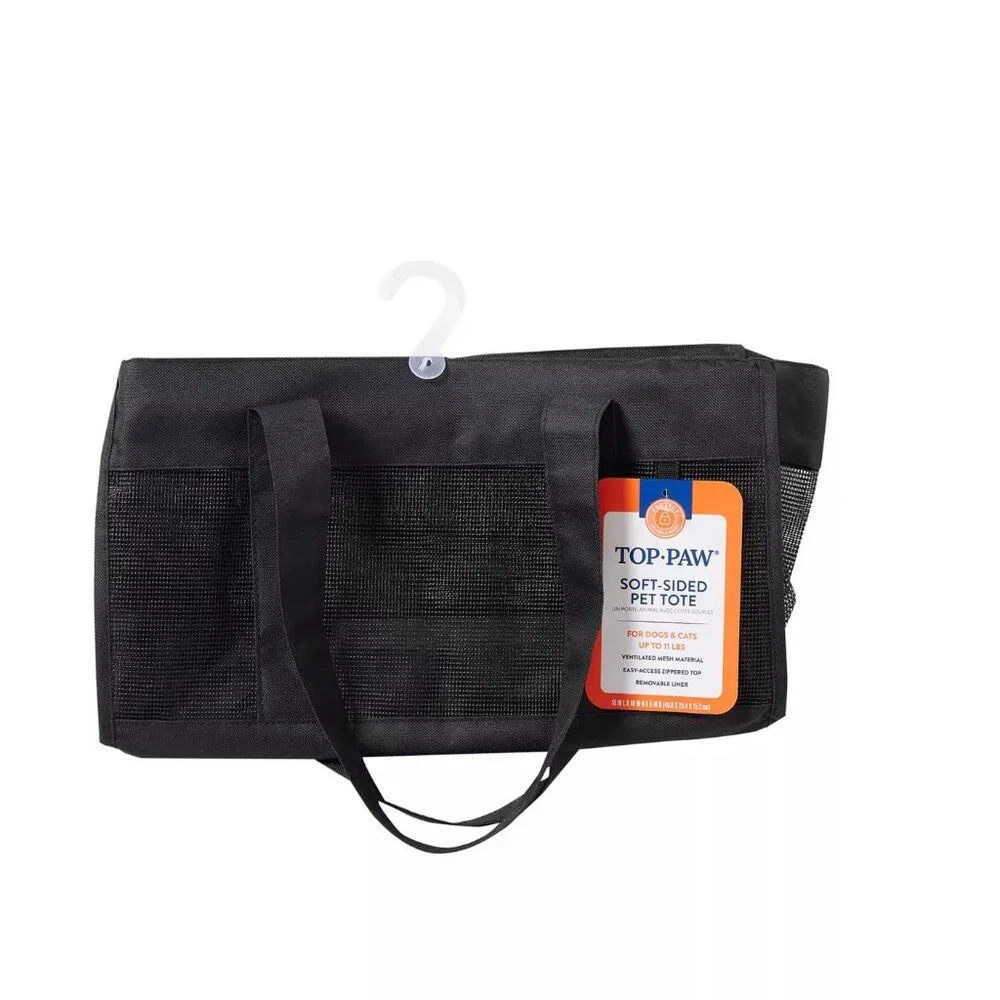 Top Paw Soft Sided Pet Tote, Black
